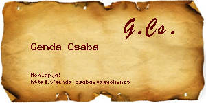 Genda Csaba névjegykártya